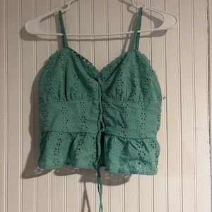 wild fable Mint Green Eyelet Tie-Front Spaghetti Strap Top